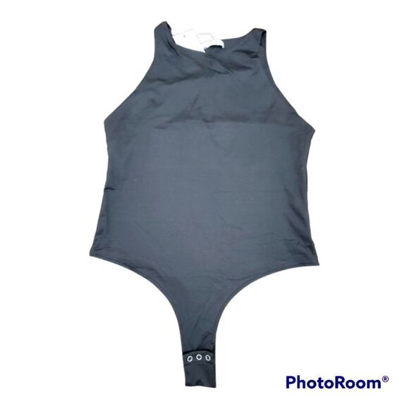 NWT ReoRia Women's Sleeveless Racer Back Halter Neck Soft Bodysuit Black Size XL - Picture 1 of 6